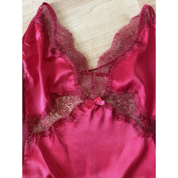 Victoria’s Secret Two Piece Set Nightgown Red Satin Lace Size S/M - Picture 7 of 11